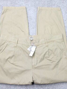 J. Crew Pants NWT Womens 40x30 Beige Slouchy Boyfriend Chino Pleated 100% Cotton
